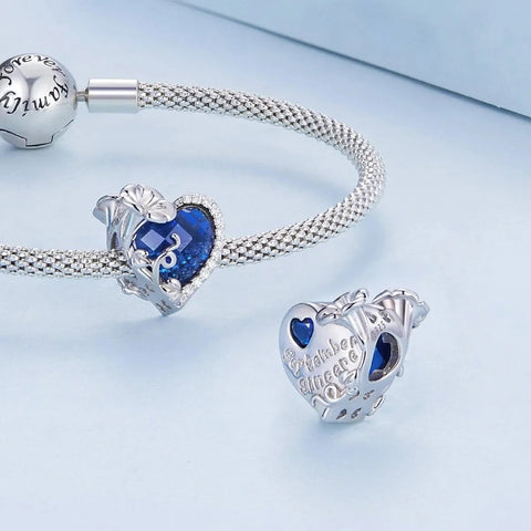 Floral Heart Crystal Birthstone Charms
