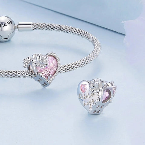Floral Heart Crystal Birthstone Charms - Floral Heart Crystal Birthstone Charms