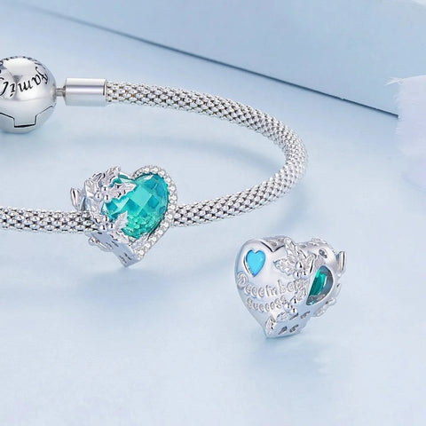 Floral Heart Crystal Birthstone Charms - Floral Heart Crystal Birthstone Charms
