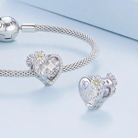 Floral Heart Crystal Birthstone Charms - Floral Heart Crystal Birthstone Charms