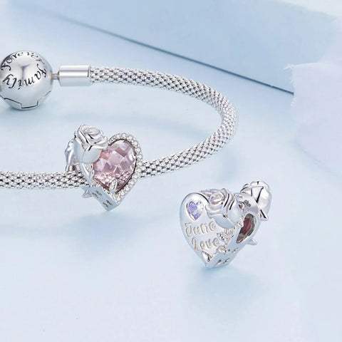 jewlouli floral heart crystal birthstone charmscharmjewlouli jewelry fits pandora bracelet