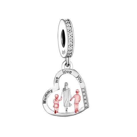 Mummy We Love you Heart Family Charm - Mummy We Love you Heart Family Charm