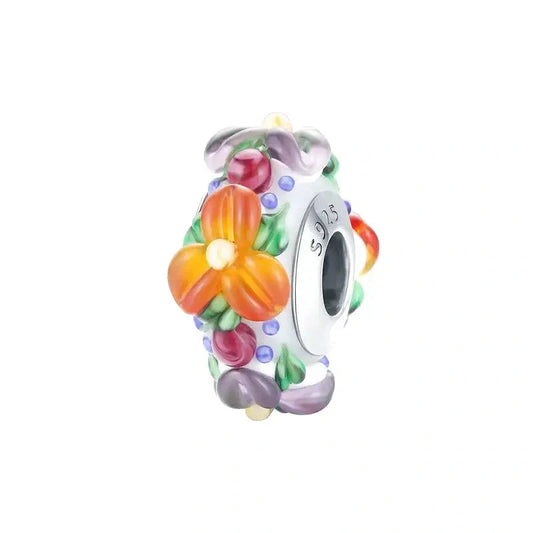 floral-murano-glass-bead affordable fits Pandora bracelet Jewelry charm