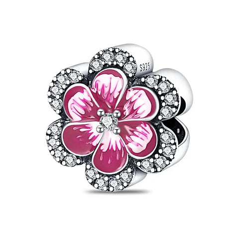 Floral Pink Enamel Charm - Floral Pink Enamel Charm