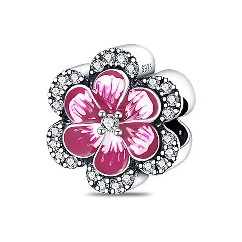 Floral Pink Enamel Charm