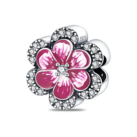 Floral Pink Enamel Charm