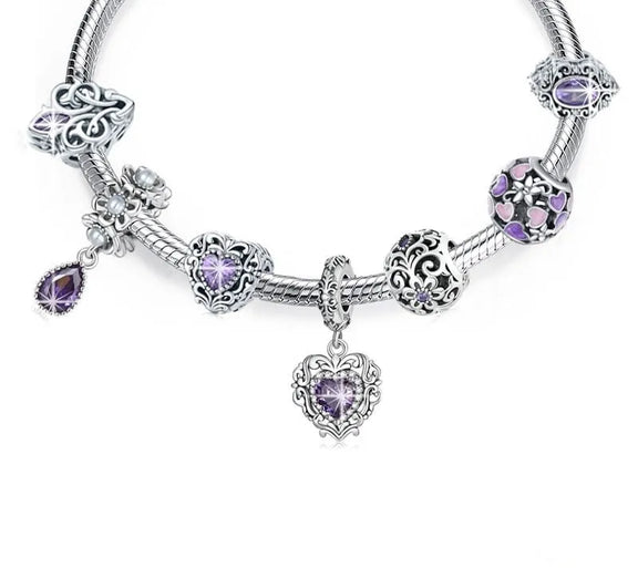 Purple Crystal Flower Charm - Purple Crystal Flower Charm