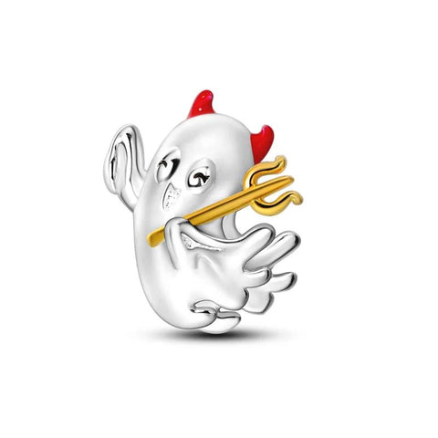 Sterling silver skull charm featuring pink crystal eyes and a delicate flower detail, ideal for adding an edgy yet feminine touch to charm bracelets.