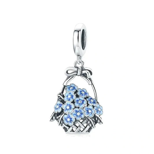 flower-basket-charm fits Pandora bracelet affordable Jewelry charm