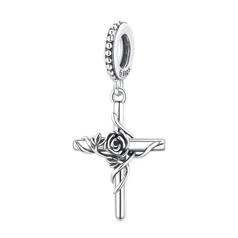 Flower Cross Charm - Flower Cross Charm