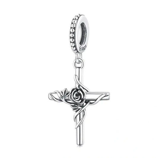 Flower Cross Charm