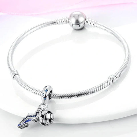 Football Ball and Shoe Double Dangle Charm - Football Ball and Shoe Double Dangle Charm