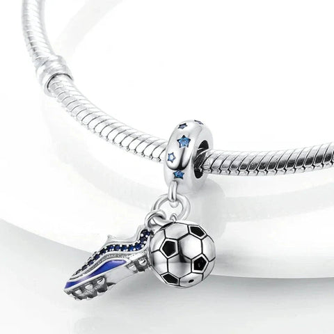 Football Ball and Shoe Double Dangle Charm - Football Ball and Shoe Double Dangle Charm