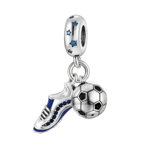 jewlouli football-ball-and-shoe-double-dangle-pandora-charm-jewelry__ fits pandora bracelet