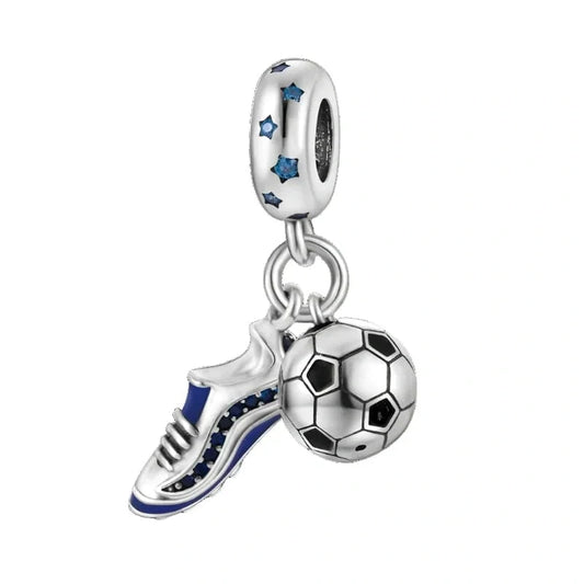 jewlouli football-ball-and-shoe-double-dangle-pandora-charm-jewelry__ fits pandora bracelet