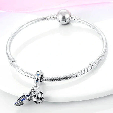 jewlouli football-ball-and-shoe-double-dangle-pandora-charm-jewelry__ fits pandora bracelet