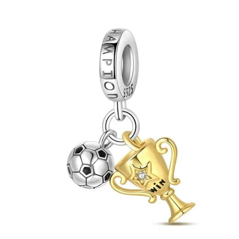Football Champion Trophy & Ball Dangle Charm - Football Champion Trophy & Ball Dangle Charm