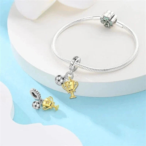 Football Champion Trophy & Ball Dangle Charm - Football Champion Trophy & Ball Dangle Charm