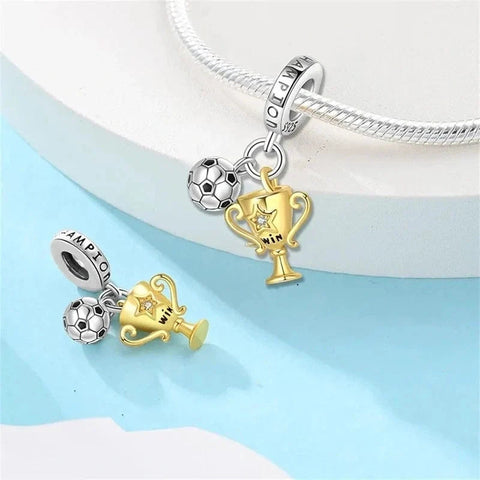 Football Champion Trophy & Ball Dangle Charm - Football Champion Trophy & Ball Dangle Charm