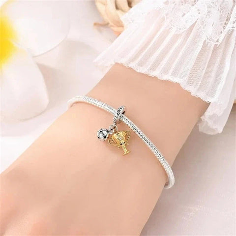 Football Champion Trophy & Ball Dangle Charm - Football Champion Trophy & Ball Dangle Charm