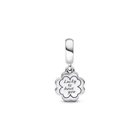 Four-leaf clover friendship double dangle charm, representing luck and friendship for bracelets