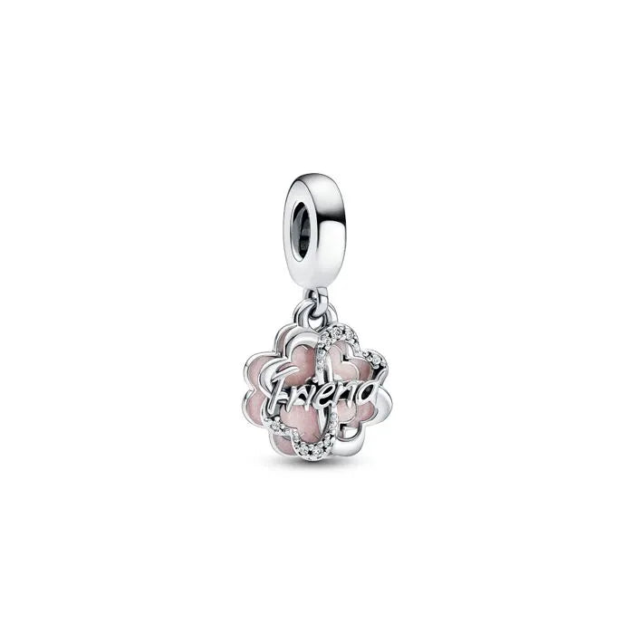 Friendship charm with four-leaf clover design, an ideal charm for sharing luck