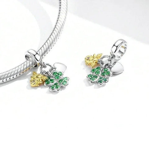 four-leaf-clover affordable fits Pandora bracelet charm Jewelry