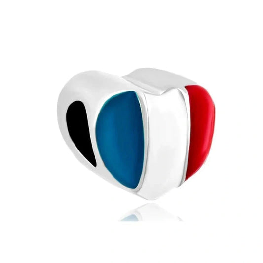 jewlouli france-flag-heart-pandora-charm-jewelry fits pandora bracelet