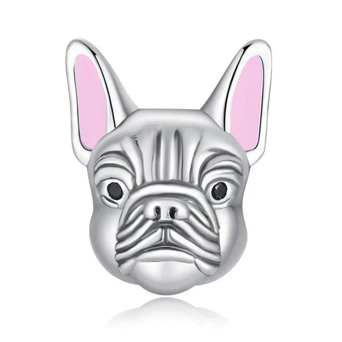 French Pink silver Bulldog Charm - French Pink silver Bulldog Charm
