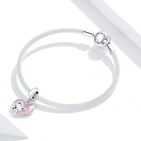 jewlouli french bulldog love pink heart dangle pandora charm jewelry fits pandora bracelet