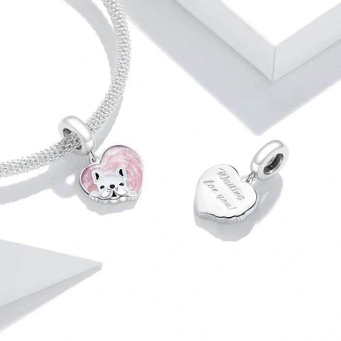 jewlouli french bulldog love pink heart dangle pandora charm jewelry fits pandora bracelet
