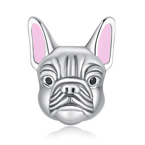 French Pink silver Bulldog Charm - French Bulldog Charm