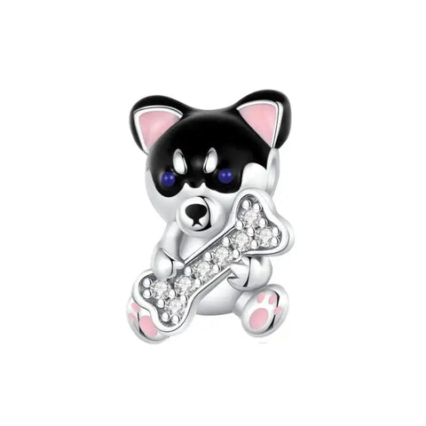 Husky with Bow Charm