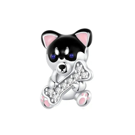 Husky with Bow Charm