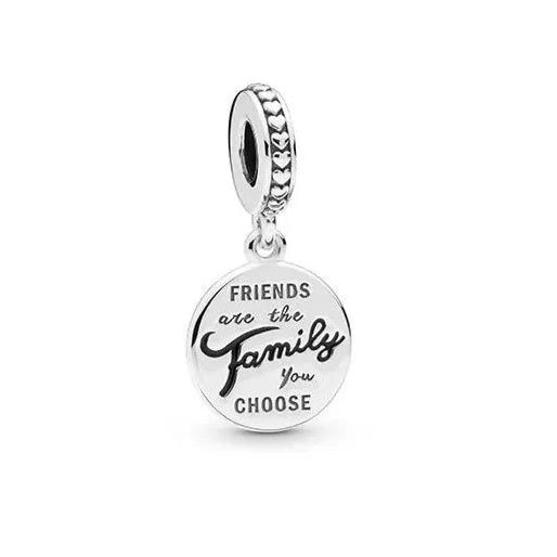 Friends are family dangle charm, a heartwarming reminder of close bonds on charm bracelets