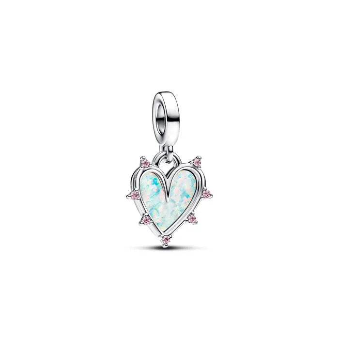 Opalescent double dangle friendship charm, perfect for celebrating close friendships on bracelets