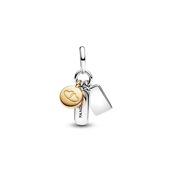 Friendship Triple Dangle Charm Pandora Shine - Friendship charm with three dangles, crafted in Pandora Shine for close friends.