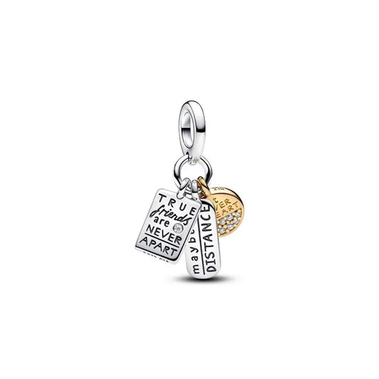 Friendship Triple Dangle Charm Pandora Shine - Triple dangle friendship charm, celebrating cherished bonds with friends.