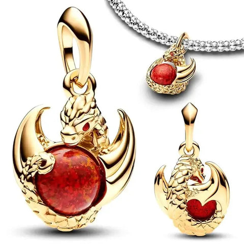 Dragon & Gemstone Dangle Charm