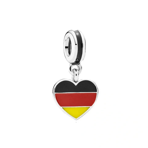 Germany Heart Flag Dangle Charm - Germany Heart Flag Dangle Charm
