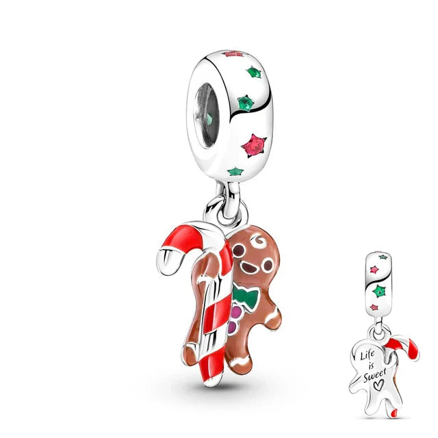 Cheerful gingerbread man charm, ideal for adding a seasonal touch to holiday-themed bracelets