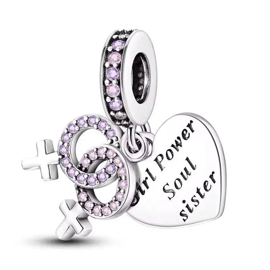 Sterling Silver Girl Power Soul Sister Charm
