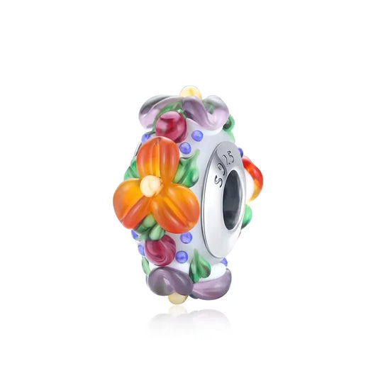 Handcrafted Multicolor Floral Glass Charm