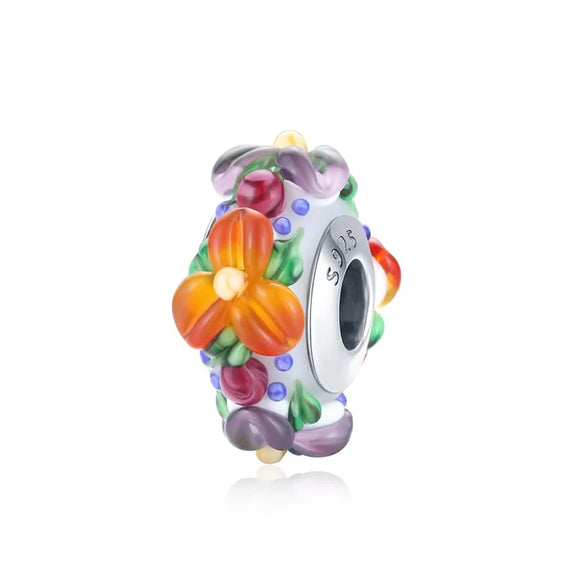 Handcrafted Multicolor Floral Glass Charm - Handcrafted Multicolor Floral Glass Charm