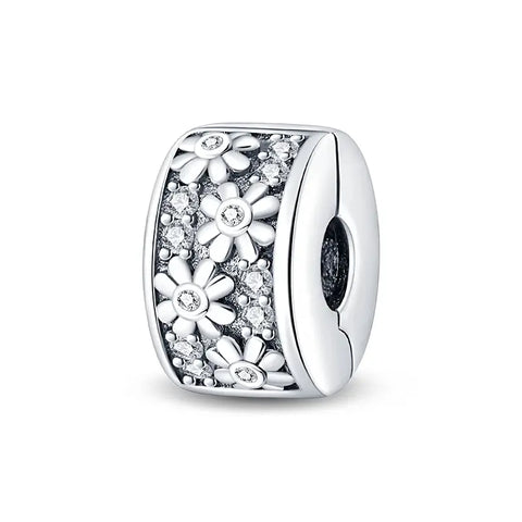 Silver Flower Clip Charm