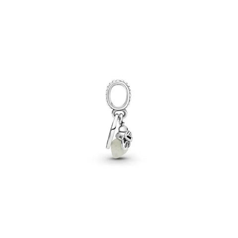 Firefly charm with luminous green enamel body and "You Light Up My Life" inscription.