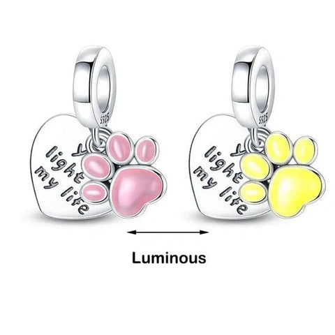 jewlouli glow in the dark luminous paws dangle pandora charm jewelry fits pandora bracelet