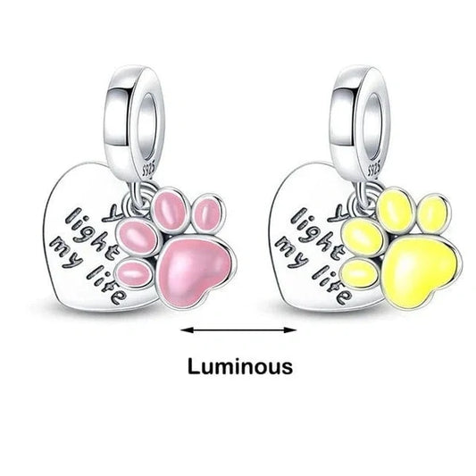 jewlouli glow in the dark luminous paws dangle pandora charm jewelry fits pandora bracelet