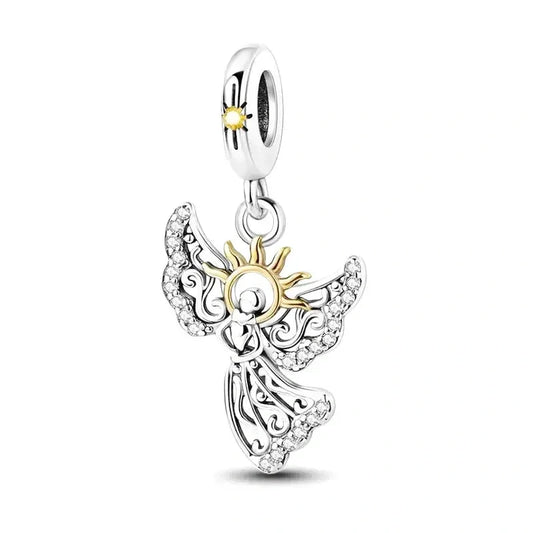 golden-angel-charm Jewelry affordable fits Pandora bracelet charm