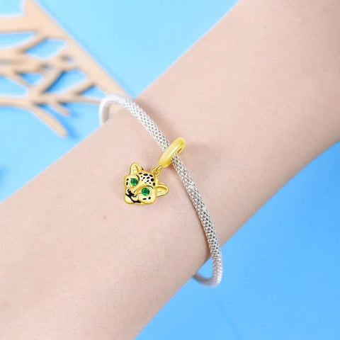 Golden Cheetah Dangle Charm